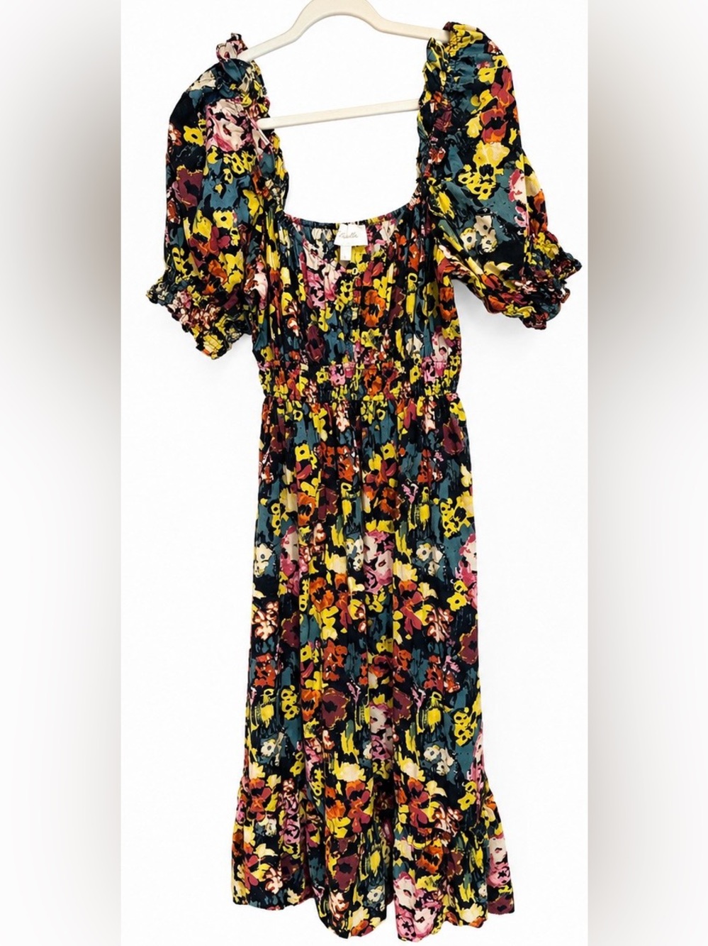 Cleobella Caprice Floral Puff Sleeve Midi Dress Size Large